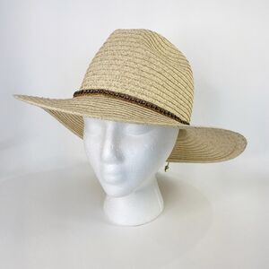 San Diego Hat Co Fedora Sun Hat Braided Jewel Beaded End String Woven Shimmer Ac